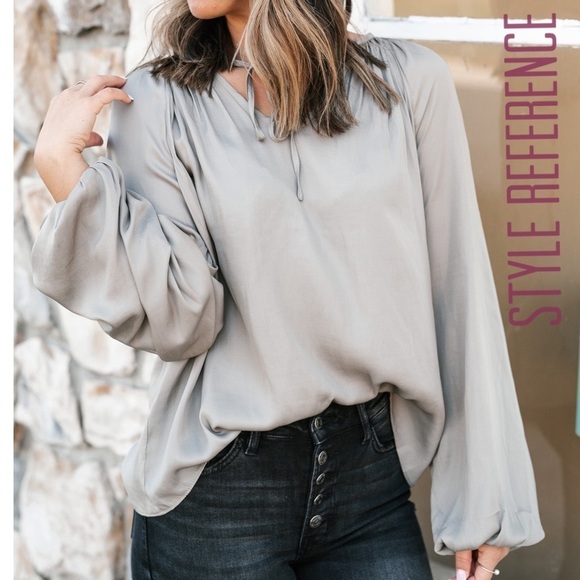 Umgee Ballon Sleeve Oversized Blouse Size Large - Picture 13 of 13